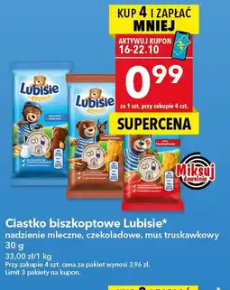 Lewiatan Ciastko biszkoptowe Lubisie nadzienie mleczne/czekoladowe/mus truskawkowy oferta