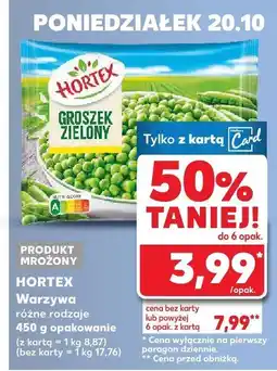 Kaufland Groszek zielony mrożony Hortex oferta