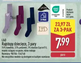 ALDI Rajstopy dziecięce L&D oferta