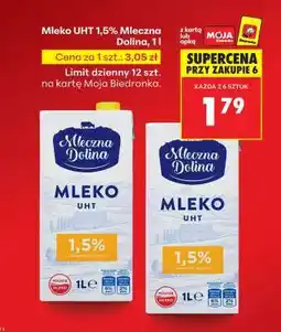 Biedronka Mleko UHT 1,5% Mleczna Dolina, 1l oferta