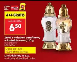 Biedronka Znicz z wkładem parafinowy w kształcie serca, 110 g oferta