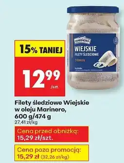Biedronka Filety śledziowe Wiejskie w oleju Marinero 600 g 474 g oferta