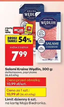 Biedronka Salami Kraina Wędlin 300 g oferta