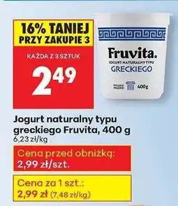 Biedronka Jogurt naturalny typu greckiego Fruvita, 400 g oferta