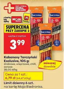 Biedronka Kabanosy Tarczyński Exclusive 105 g oferta