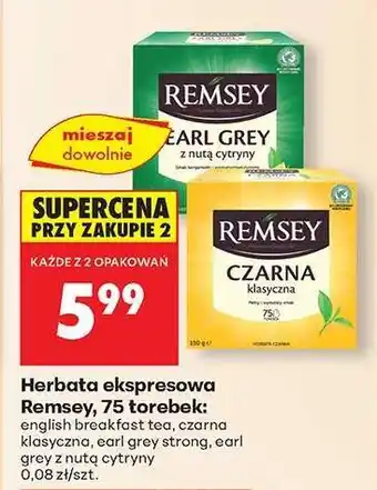 Biedronka Herbata ekspresowa Remsey 75 torebek oferta