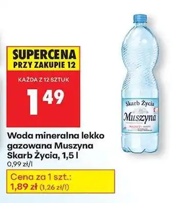 Biedronka Woda mineralna lekko gazowana Muszyna Skarb Życia, 1,5 l oferta