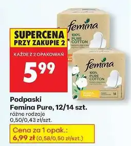 Biedronka Podpaski Femina Pure, 12/ 14 szt oferta