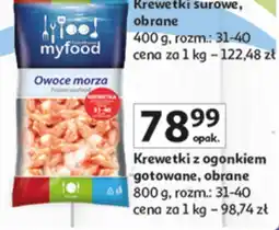 Auchan Krewetki z ogonkiem gotowane, obrane MyFood oferta