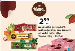 Auchan Czekoladka gorzka 64% z ashwagandha, żeń-szeniem lub yerba mate Wawel oferta