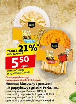 Auchan Hummus klasyczny z preclami lub paprykowy z grissini Perla oferta