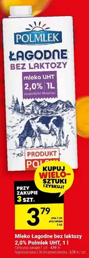 Twój Market Mleko łagodne bez laktozy UHT 2,0% Polmlek oferta
