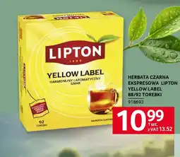 Selgros Herbata czarna ekspresowa lipton yellow label oferta