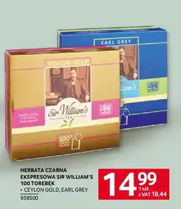 Selgros Herbata czarna ekspresowa sir william's oferta