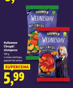 Lidl Chrupki nietoperze Wednesday o smaku ketchupu, papryki lub solone oferta