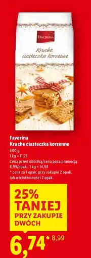 Lidl Ciasteczka Favorina kruche korzenne oferta