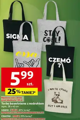 Auchan Torba bawełniana z nadrukiem 38 x 42 cm czarna oferta