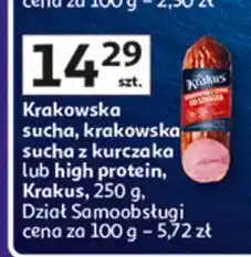 Auchan Kiełbasa krakowska high protein Krakus Animex oferta