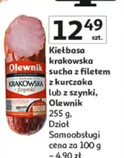 Auchan Kiełbasa krakowska sucha z fileta kurczaka Olewnik oferta