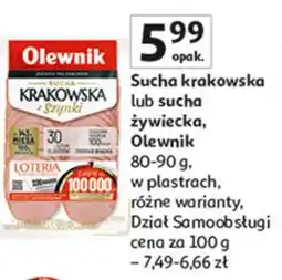 Auchan Kiełbasa żywiecka sucha z szynki Olewnik oferta