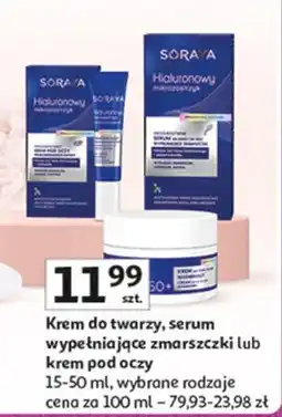 Auchan Krem wypełnianie zmarszczek wygładzający pod oczy Soraya Hialuronowy Mikrozastrzyk oferta