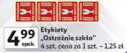 Auchan Etykiety ostrożnie szkło oferta
