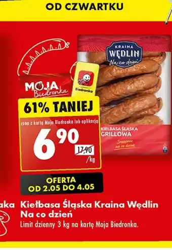 Biedronka Kiełbasa śląska grillowa 1 SZT 1 KG oferta