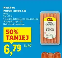 Lidl Parówki z szynki ekstra Pikok Pure oferta