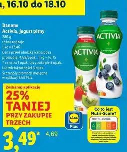 Lidl Jogurt jagoda-borówka amerykańska Danone Activia oferta