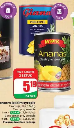 Dino Ananas kawałki w zalewie Giana oferta