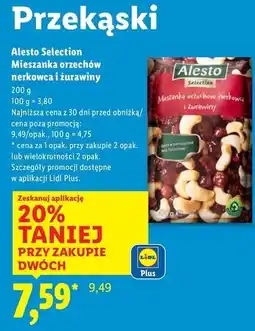 Lidl Mieszanka z suszonej żurawiny i orzechów nerkowca Alesto oferta