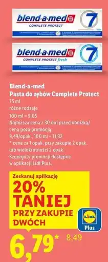 Lidl Pasta do zębów fresh Blend-A-Med Complete Protect 7 oferta