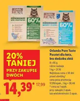 Lidl Pasztet dla kota mięso ryby i podroby Orlando Pure Taste oferta