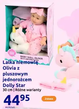 Action Lalka niemowlę Olivia z pluszowym jednorożcem Dolly Star oferta
