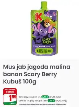 Dino Mus jabłko jagoda malina banan Scarry Berry Kubuś oferta