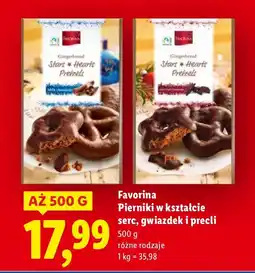Lidl Pierniki w kształcie serc, gwiazdek i precli różne rodzaje Favorina oferta