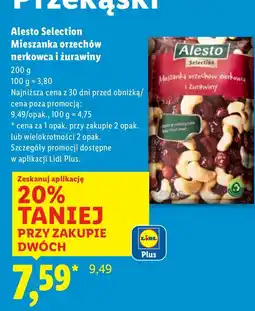 Lidl Mieszanka orzechów nerkowca i żurawiny Alesto oferta