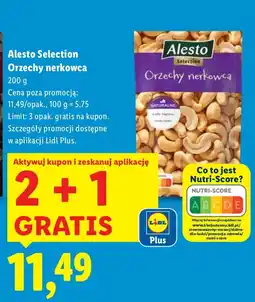 Lidl Orzechy nerkowca 2+1 GRATIS Alesto oferta