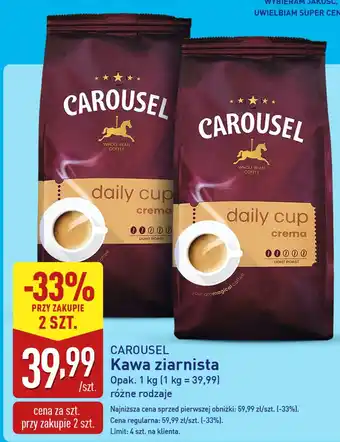 ALDI Kawa ziarnista Daily Cup Crema 1 kg Carousel oferta