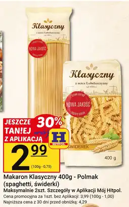 Hitpol Makaron Klasyczny spaghetti, świderki Polmak oferta