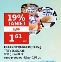 Auchan Baton z mlekiem i miodem truskawkowy Eti Milk Burger oferta