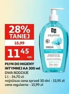 Auchan Żel do higieny intymnej nawilżenie i odświeżenie fresh Aa Intymna oferta