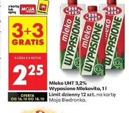 Biedronka MLEKO UHT 3,2 WYPASIONE MLEKOVITA 1 L oferta