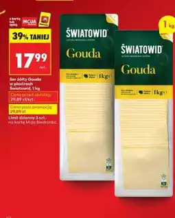 Biedronka Ser żółty Gouda w plastrach światowid , 1 kg oferta