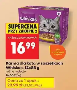 Biedronka Karma dla kota w saszetkach Whiskas , 12x85 g oferta
