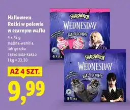 Lidl Halloween Rożki w polewie w czarnym waflu oferta