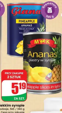 Dino Ananas w lekkim syropie Giana oferta