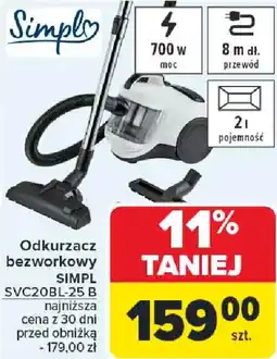 Carrefour Odkurzacz bezworkowy SIMPL SV20BL-25 B oferta