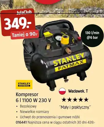 Jula Kompresor bezolejowy Stanley oferta