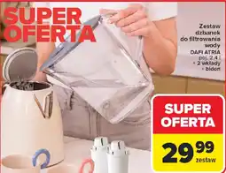 Carrefour Zestaw dzbanek do filtrowania wody DAFI ATRIA poj. 2,41 + 2 wkłady + bidon oferta